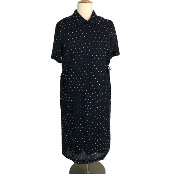 K & Company Career Chiffon Jacket Dress Lined Polka Dot Short Sleeves Boat Neck - Picture 1 of 12